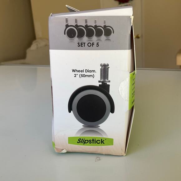 Slipstick 2" Floor Protecting Rubber Caster Wheels, Black and Gray, Set of 5 - Picture 4 of 4